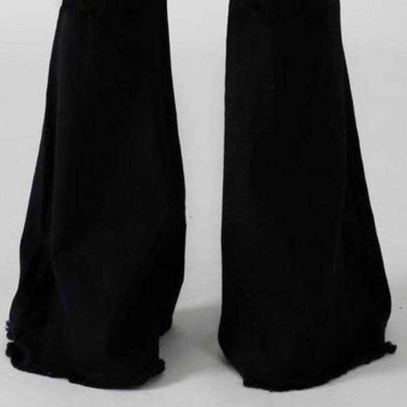 Flare leg Frayed hem Bell Bottom High waisted stretch denim Jeans 5 pocket soft - Picture 9 of 12